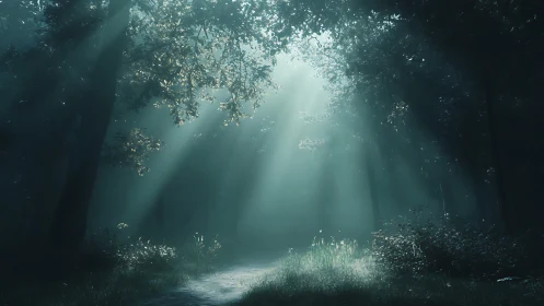 Crepuscular Light Penetration Through Deciduous Forest Canopy.