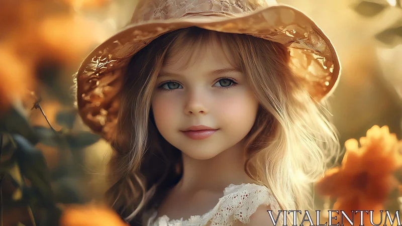 Sunlit Dreamer: Young Girl Crowned in Golden Hour Light