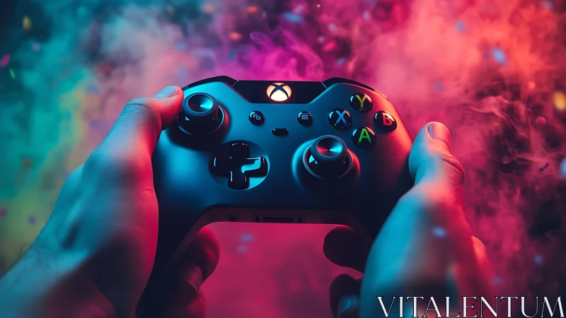 Gaming Controller in Synthetic Light Environment.