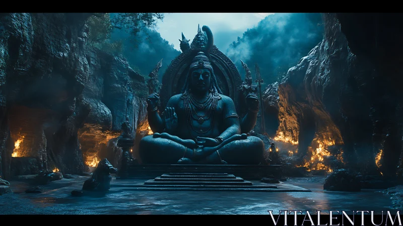Cavern of Silent Storms around a Colossal Shiva Statue.