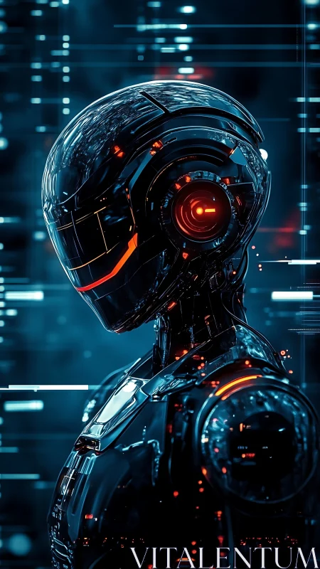 Neon sentry listens to the data storm humming around it