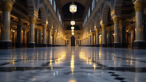 Luminous colonnade dream where marble and lanterns whisper.
