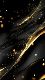 Liquid gold ribbons glide through midnight velvet space