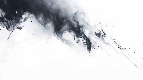 Monochrome ink abstraction with diagonal negative space tension.