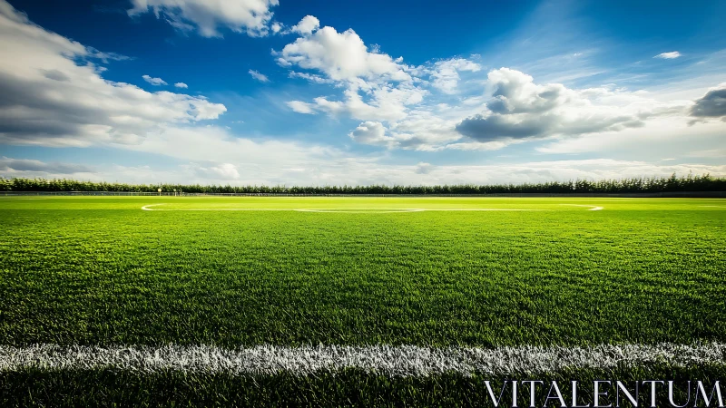 Sunlit soccer field waiting quietly for the next kickoff.