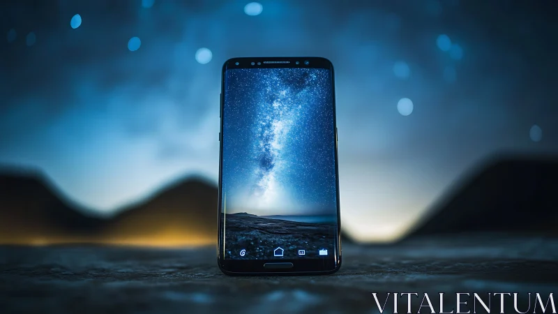 Photoreal smartphone portal with starfield screen illusion.