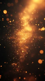 Golden bokeh particles drift through dark ambient space.