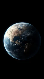 Terminator-lit Earth rendering with emphasized atmospheric scattering