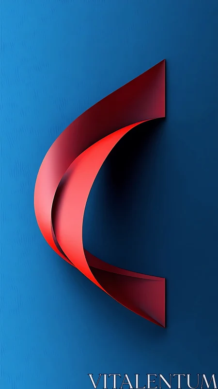 Parametric red ribbon extrusion on matte cyan planar field.