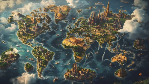Continents of castles glow across a dream-forged world map.