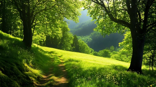 Emerald Cathedral: Where Woodland Pathways Frame Distant Mountain Dreams