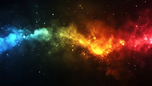 Multicolor nebular dust band rendered with high-contrast particle glow