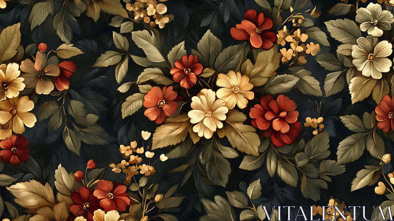 Lush Garden Blooms Dance Across a Rich Dark Canvas