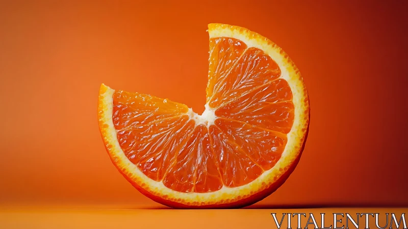 Juicy orange slice glowing warmly on a bright backdrop.