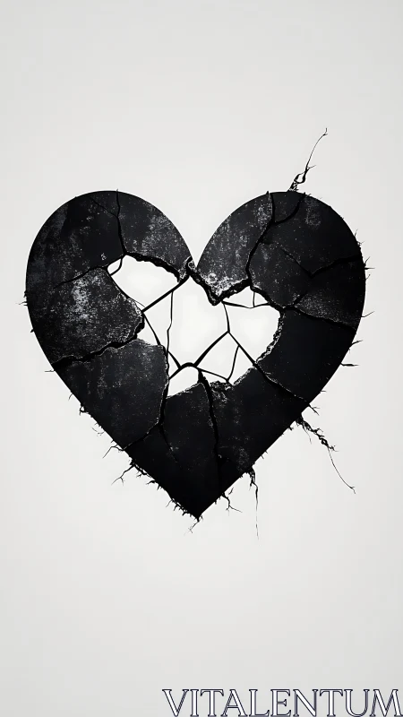 Black Fractured Heart Form with Organic Spikes.