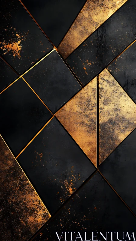 Gilded midnight geometry with bold, glowing angles.