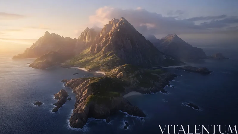 Dramatic Rocky Peaks Emerge from Golden Morning Light