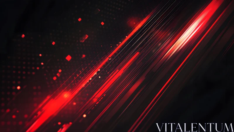 Futuristic red neon streaks on dark digital abstract background.