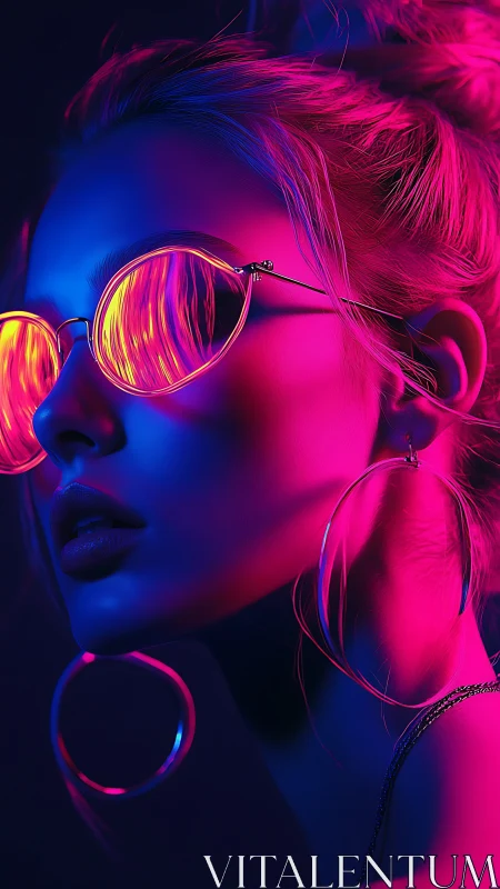 Neon-lit portrait captures futuristic nightlife confidence
