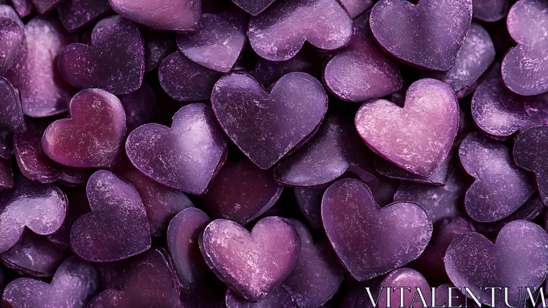 Glittering Purple Hearts Close-Up.