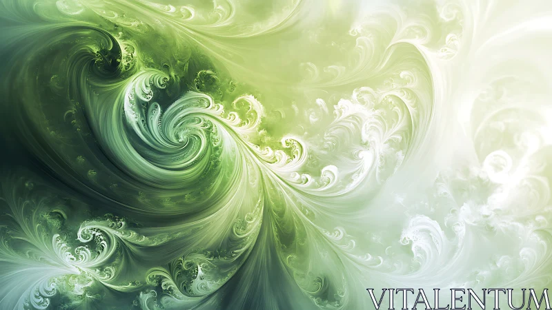 Gentle green fractal swirls drifting through soft daylight.