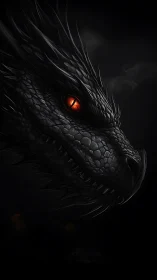 Digital painting profile study of a shadowforged dragon head.