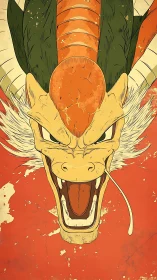 Dragon head illustration shows roaring stylized creature