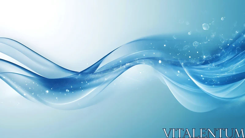 Translucent blue fluid wave forms on pale gradient field.