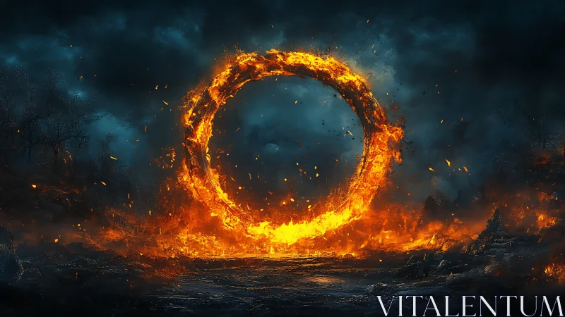 Massive Fire Ring Erupts in Apocalyptic Landscape.