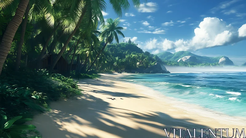 Tropical Littoral Zone: Palm-Fringed Coastline with Turquoise Waters.