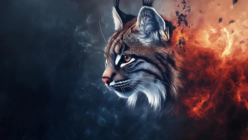 Fierce Lynx Emerges from Fire and Shadow.