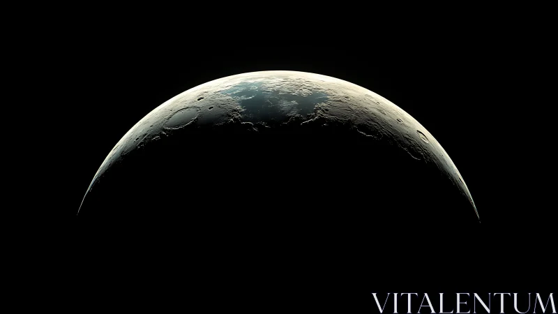 Crescent lunar horizon emerges from deep cosmic shadow.