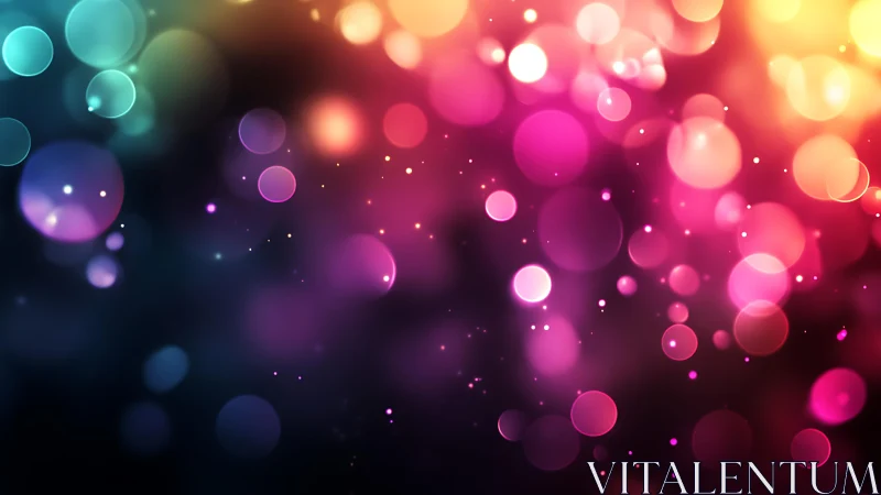Vibrant Abstract Bokeh Lights in Multicolor Gradient Background.