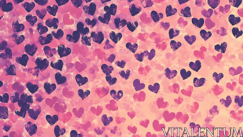 Floating Hearts in Dreamy Pink Sunset.