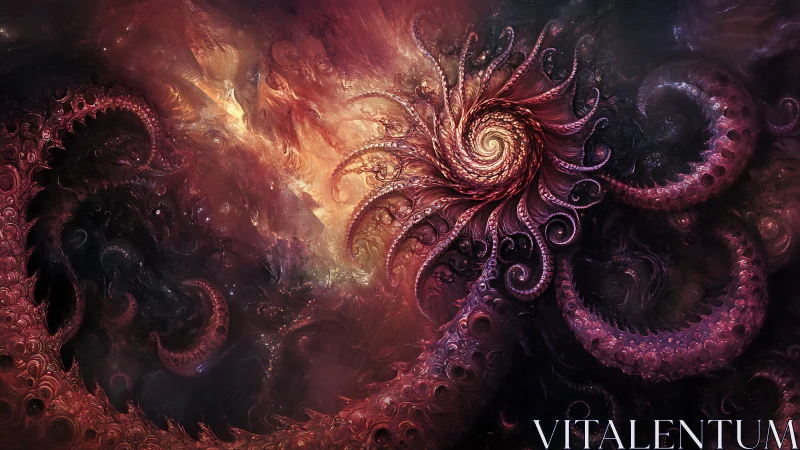 Tentacled spiral form in dark nebulous environment.