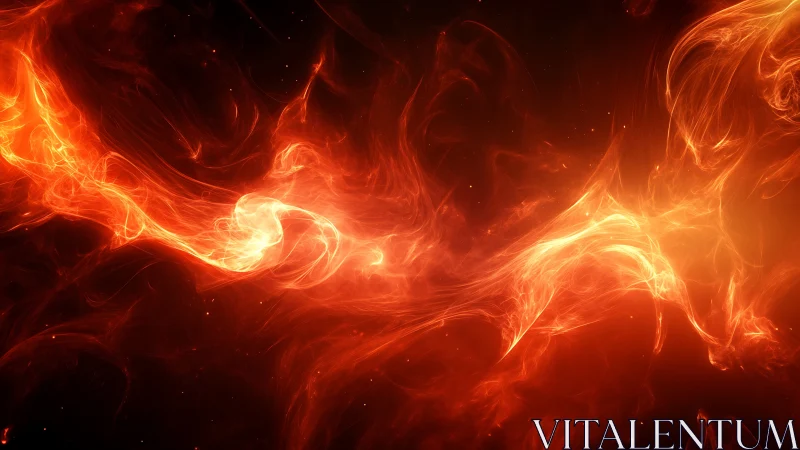 Dynamic Fire Energy Eruption Against Black Void.