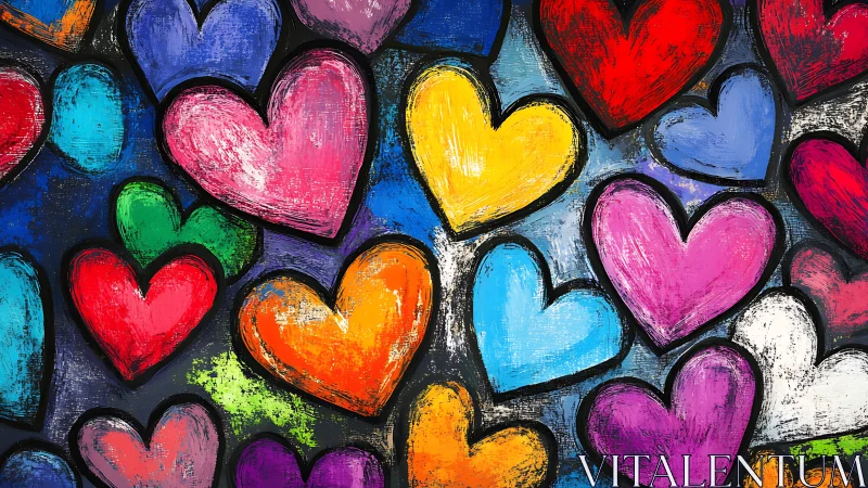 Vibrant Colored Hearts Collage: Love and Joy in Pop Art