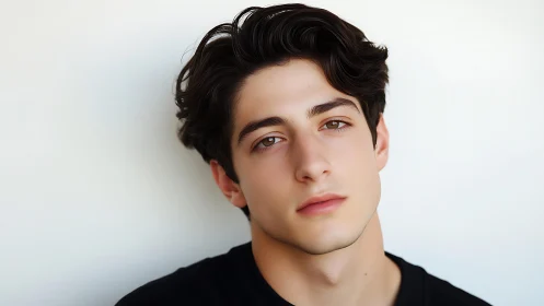 Softly lit portrait of a young man in calm contemplation