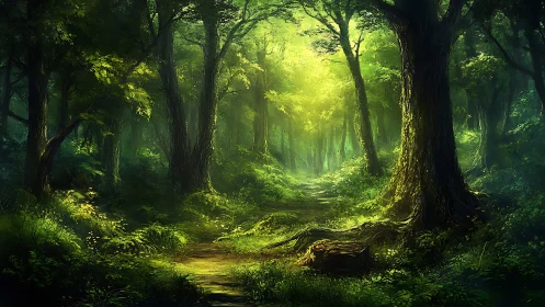 Verdant Cathedral: Light Spills Through Ancient Boughs.