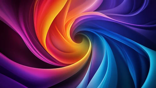 Radial gradient swirl in multicolor curved digital forms.