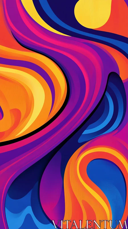 Colorful flowing waves invite the eye on a vivid journey