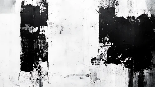 Monochrome abstract blocks with stark black paint fields.