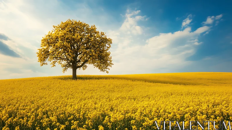 Golden hilltop tree under a wide, story-bright sky.