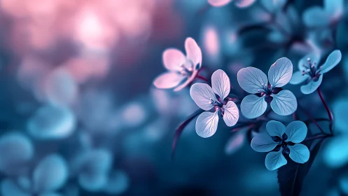 Luminescent petals in cool twilight glow.