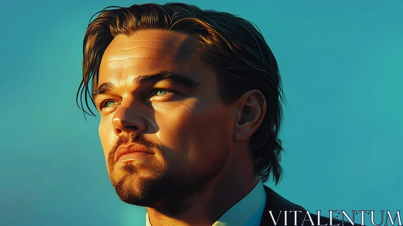 Hyperreal male portrait under cinematic golden hour lighting