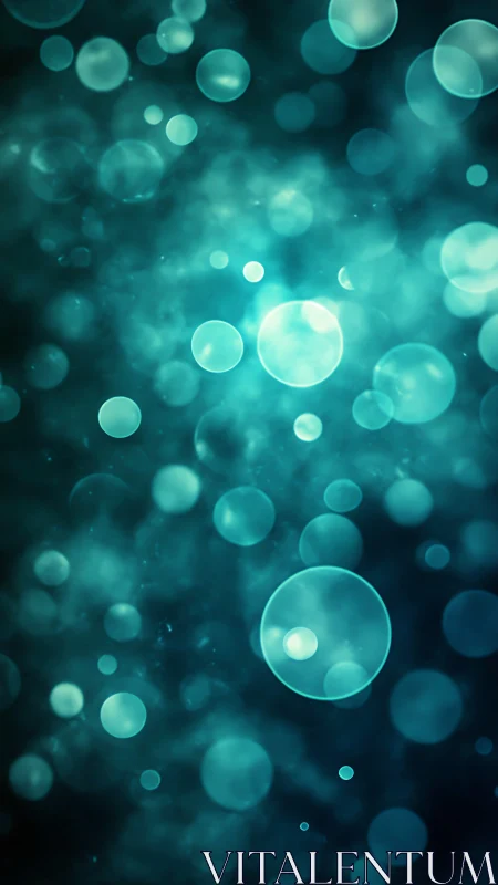Dreamy teal bokeh lights drifting in a soft night glow.