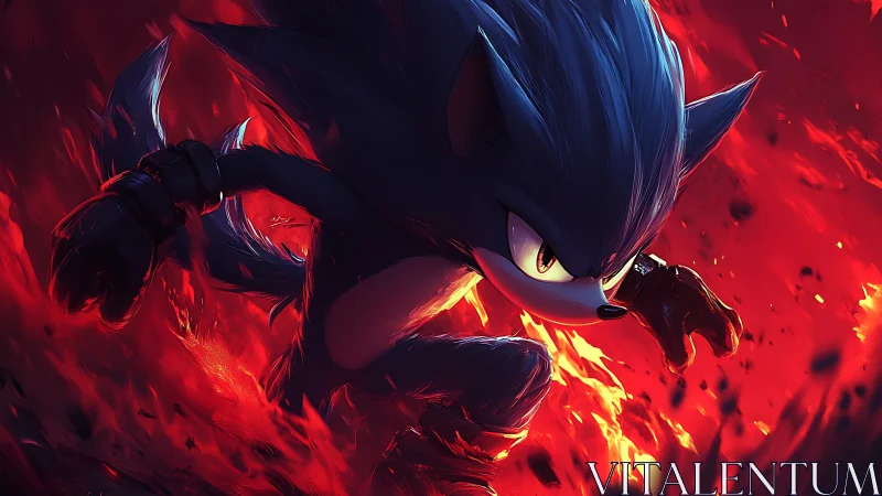 Blue speed hero charges through molten inferno field.