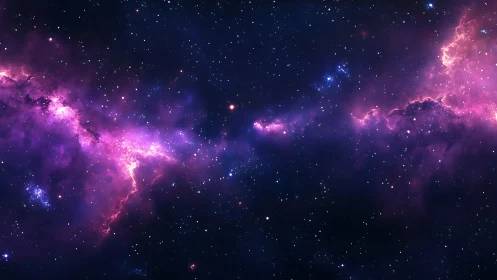 Violet emission nebula spans starfield in high-contrast deep space