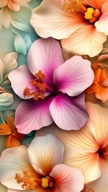 Luminous Petals Dance: Gradient Hibiscus Symphony.