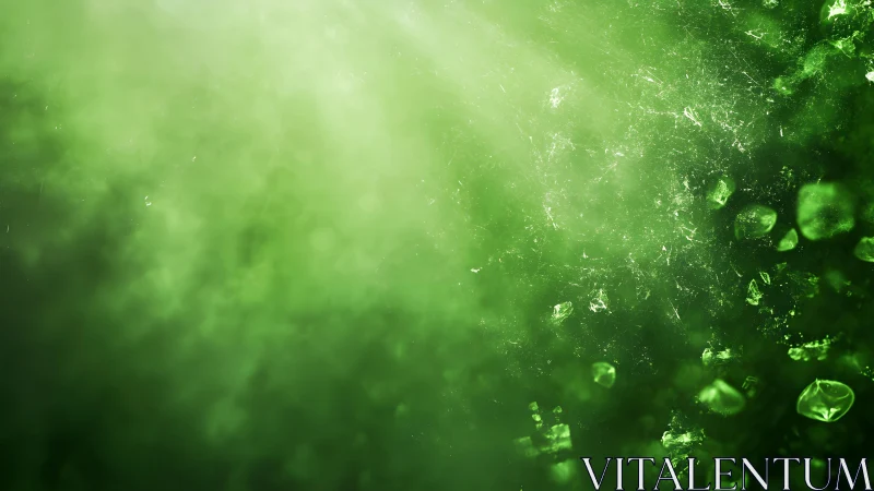 Abstract Green Light and Crystal Background with Soft Glow.